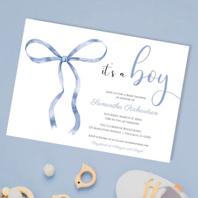 Invitación Boca azul elegante agua niño bebé (Subido por el creador)
