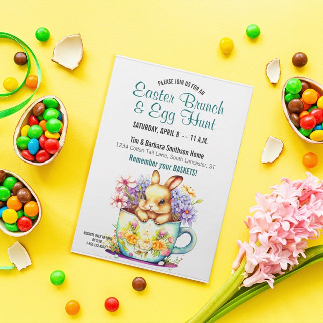 Invitación Boca de té dulce Bunny Floral Easter Brunch & Egg  (Subido por el creador)