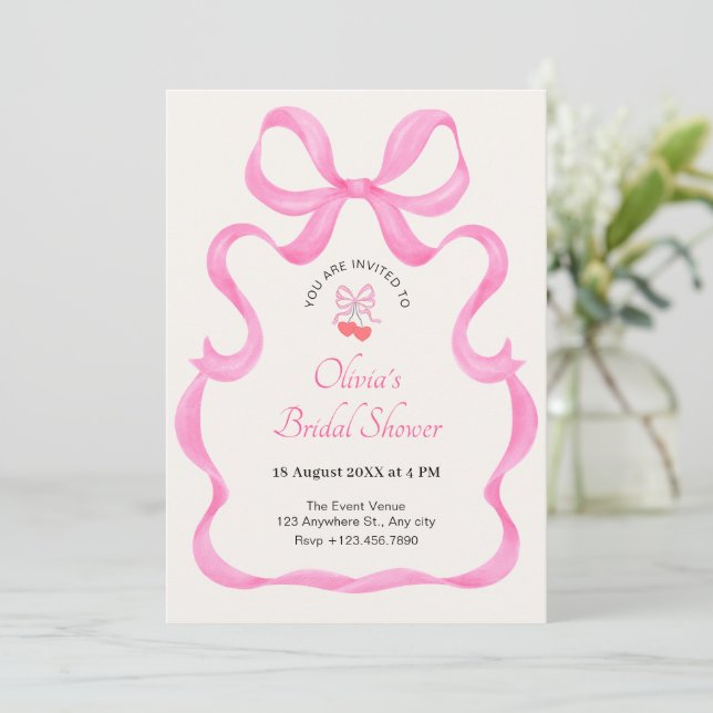 Invitación Boca rosa linda ducha de novia (Anverso de pie)