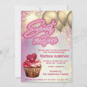 Invitación Bocadillo de oro divertido de Guay con fuegos arti