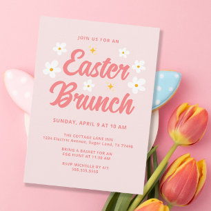 Invitación Bocadillo de Pascua de Flores Sencillas de Color R