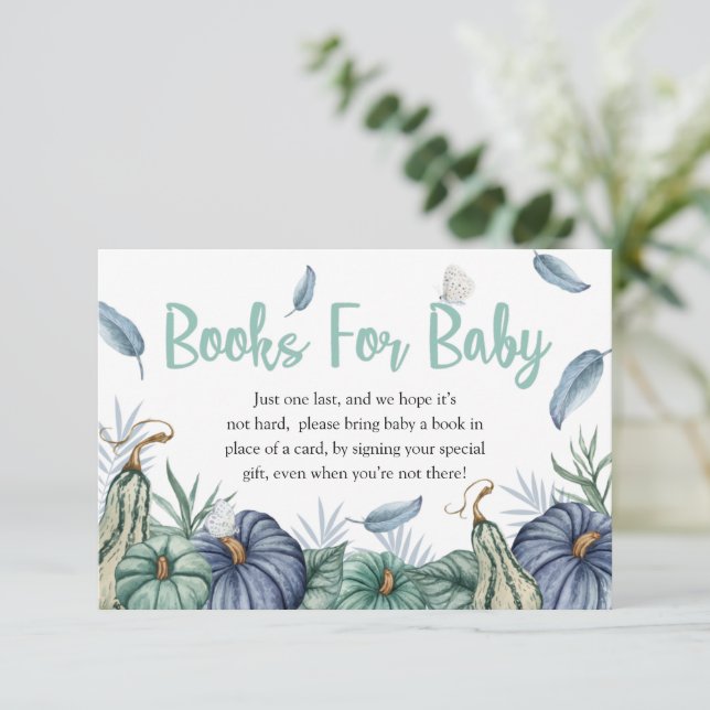 Invitación Bocadillo Dusty Azul Baby Shower Libros Para Bebés (Anverso de pie)