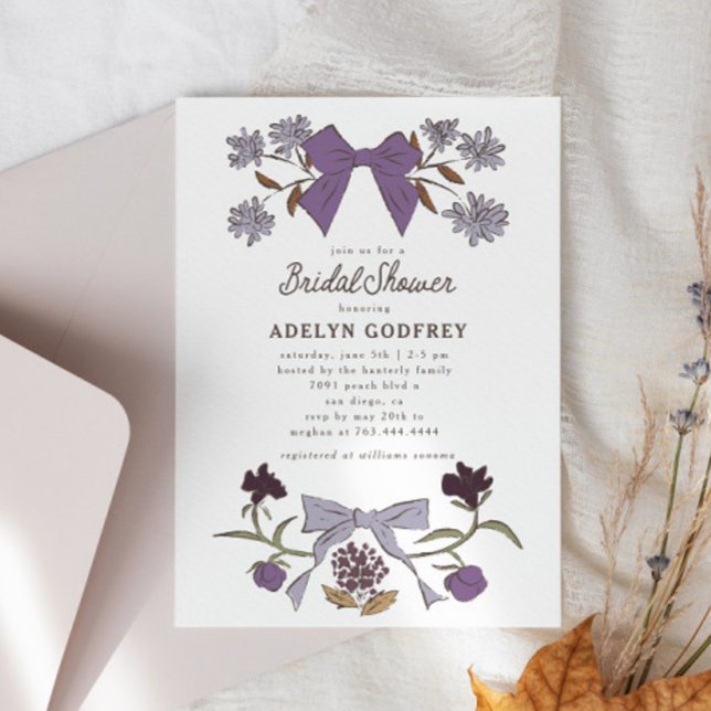 Invitación Bocas y flores Lilac Coquette Bridal Shower (Subido por el creador)