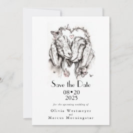 Invitación Boceto a lápiz de la boda de cabras nubias
