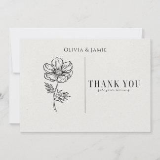 Invitación Boceto de Anémona Botánica Agradecimiento Minimali