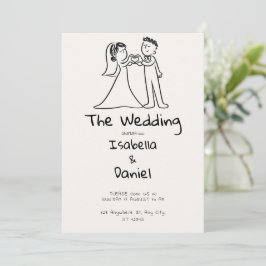 Invitación Boceto de boda minimalista a mano alzada