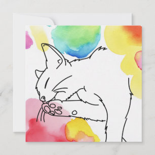 Invitación Boceto de Gato Colorido