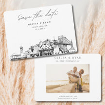 Boceto de la silueta de Portland para boda Save th