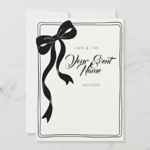 Invitación Boceto de marco de lazo negro Chic