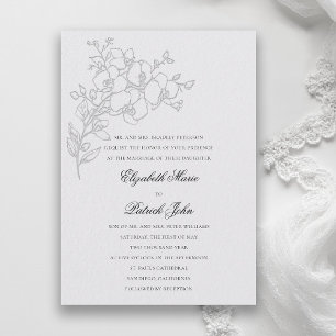 Invitación Boceto de orquídea formal tradicional boda marfil