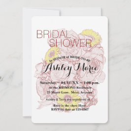Invitación Boceto de ramo de terracota para ducha floral de n
