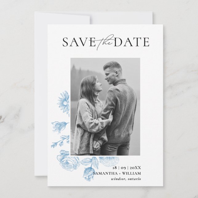Invitación Boceto Floral Guardar la Fecha (Anverso)