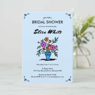 Invitación Boceto floral Rústico Whimsical Sketch QR Code Bri
