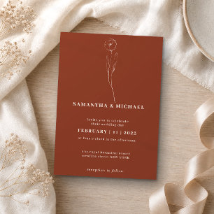 Invitación Boceto floral terracota botánico elegante