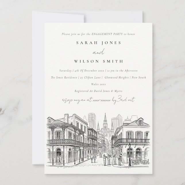 Invitación Boceto Mínimo de Compromiso de Nueva Orleans Louis (Anverso)