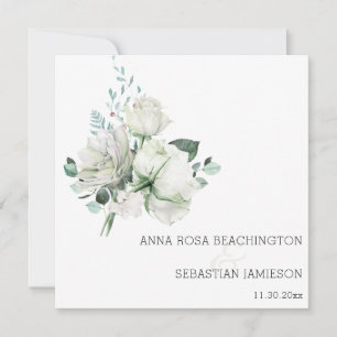 Invitación *~* Bocetos con flores blancas AR15 QR Boda I RSVP
