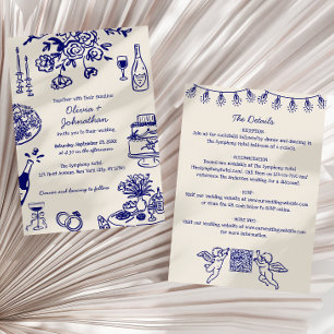 Invitación Bocetos/Dibujos a Mano Hechos a Mano Todo en Uno p