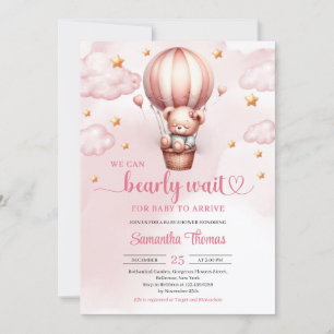 Invitación Boco rosa y marrón espera la ducha de bebé chica