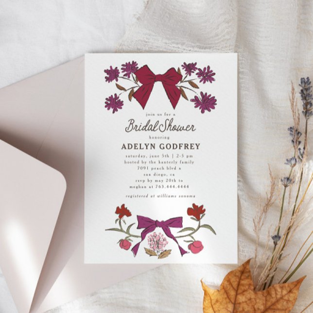 Invitación Bocos y flores Magenta Coquette Bridal Shower (Subido por el creador)