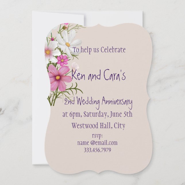Invitación Boda 2º Aniversario Daisy Garden Flor (Reverso)
