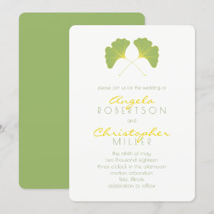 Invitación Boda 2 de las hojas verdes de la primavera de Gink