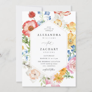 Invitación Boda 2up de Floraciones multicolor de primavera