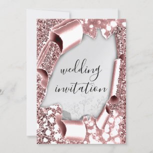 Invitación Boda 3D Efecto Frame Florals Rosa plateado Rubor