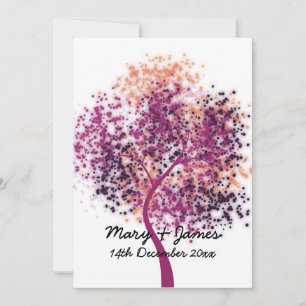Invitación Boda 5x7 "Guardar la fecha" Árbol Morado Moderno