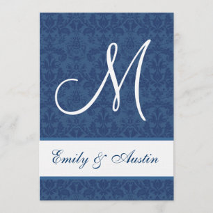 Invitación Boda A450 de la Plaza Azul Damasco de la Marina
