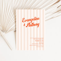 Boda a rayas retro de la cigala y la mandarina