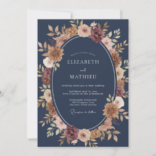 Invitación Boda Abrazo Floral Amatista Marina