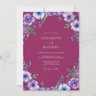 Invitación Boda Abrazo Floral Ciruela