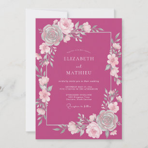 Invitación Boda Abrazo Floral Etéreo de Ciruela