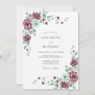 Invitación Boda Abrazo Verde Burgundy