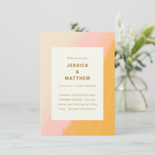 Invitación Boda abstracta boho acuarela rosa amarillo