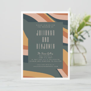 Invitación Boda abstracta boho terroso líneas onduladas terra