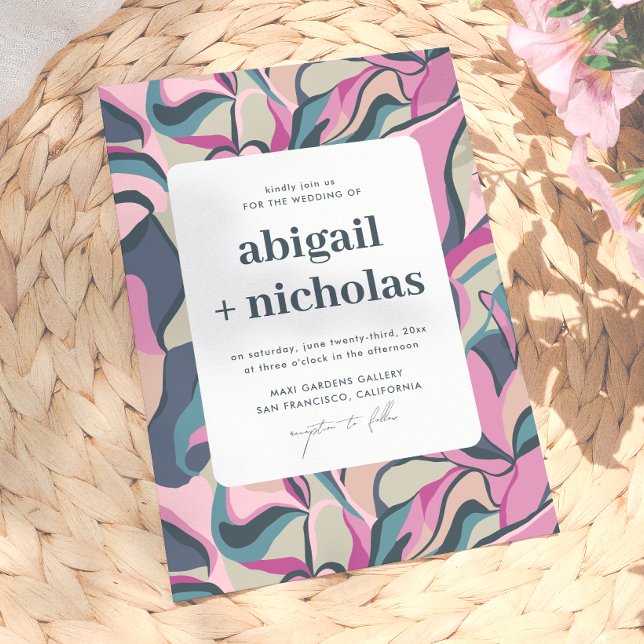Invitación Boda Abstracta Colorida Retro Groovy Única (Subido por el creador)