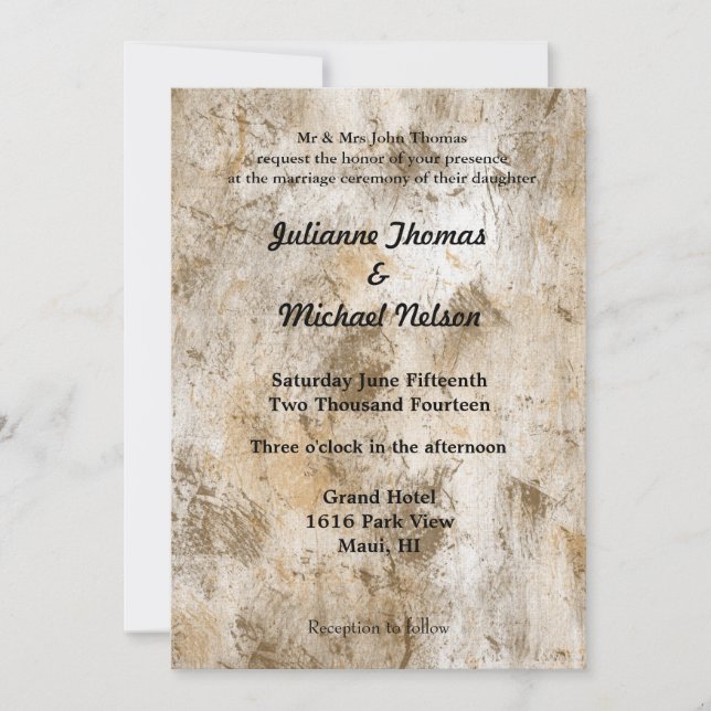 Invitación Boda abstracta de color blanco crema (Anverso)