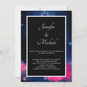 Invitación Boda abstracta de estrellas de galaxia rosa y azul