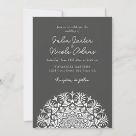 Invitación Boda abstracta de mandala ahumada de cenizas de ca