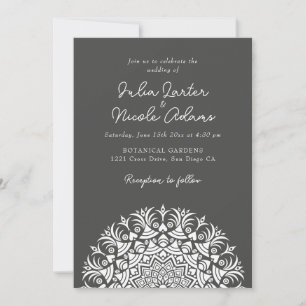 Invitación Boda abstracta de mandala ahumada de cenizas de ca