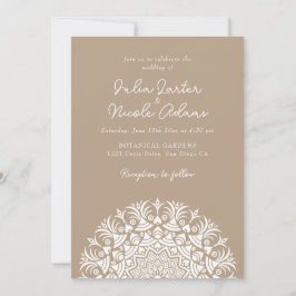 Invitación Boda abstracta de mandala greige taupe cálido