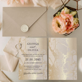 Invitación Boda abstracta de mármol de lujo elegante dorado