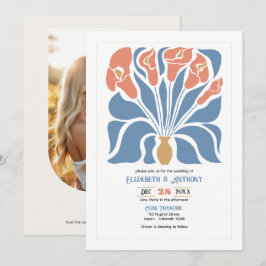 Invitación Boda abstracta floral boho de arena de océano y co