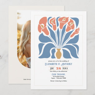 Invitación Boda abstracta floral boho de arena de océano y co