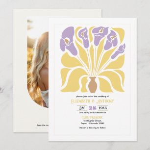 Invitación Boda abstracta floral boho de mantequilla y glicin