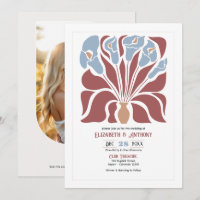 Boda abstracta floral boho de palo de rosa y niebl