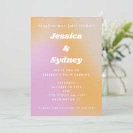 Invitación Boda abstracta moderna de rosa y naranja