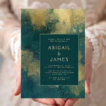 Boda abstracta moderna en azul teal y oro