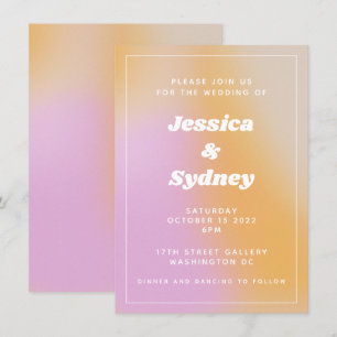 Invitación Boda abstracta moderna única con gradiente rosa